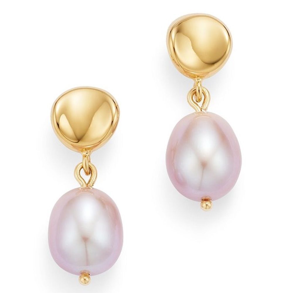 Bloomingdale's Cultured Freshwater Pink Pearl Drop Earrings In 14k Yellow Gold